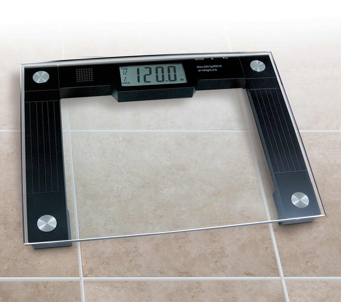 500lb Extra Wide, Glass Digital Scale, Talking Bathroom Scale Visual & Voice