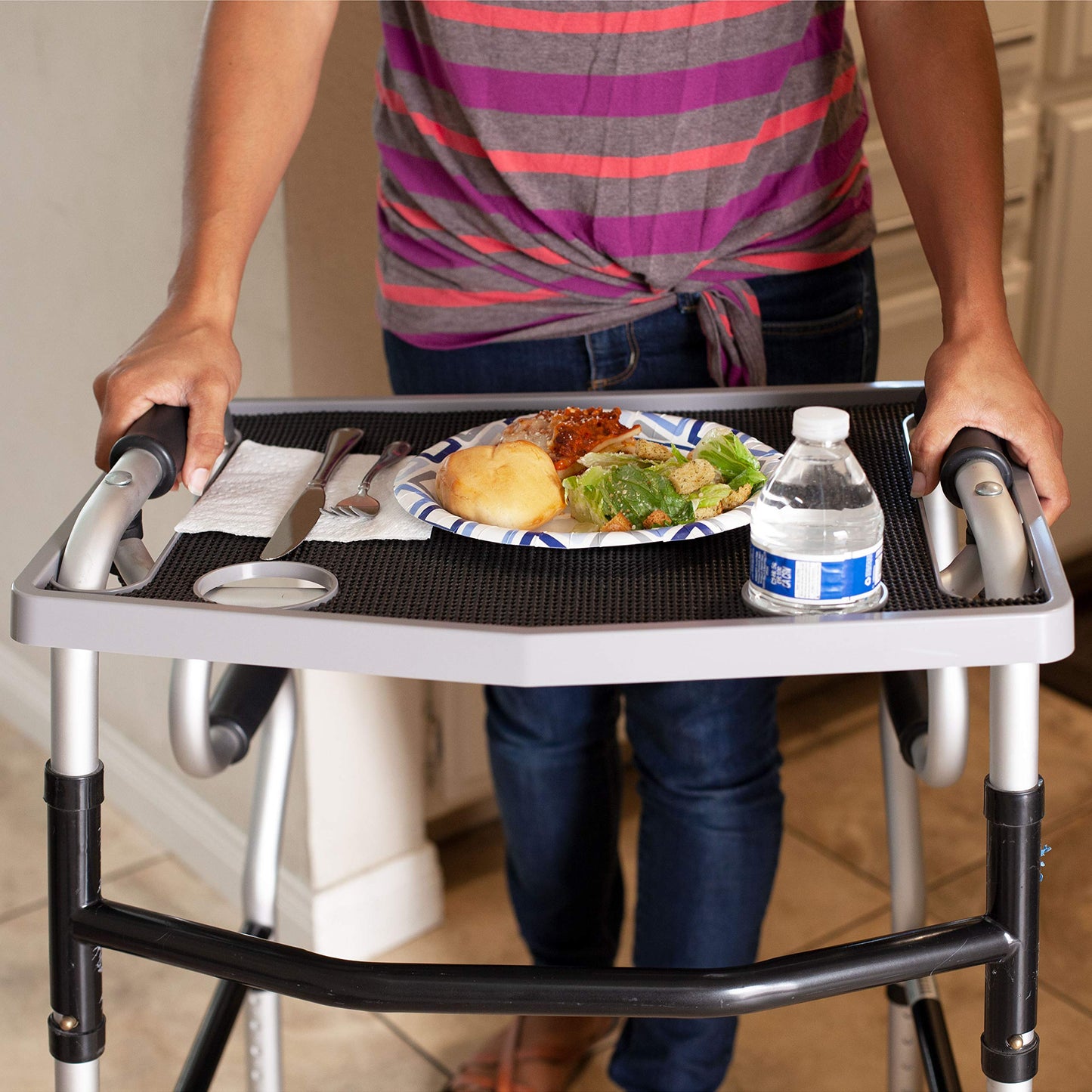 Tray with Non-Slip Grip Mat